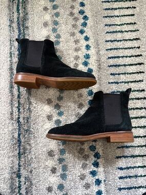 Clarks Black Suede Chelsea Boots - Classic Slip-On Style